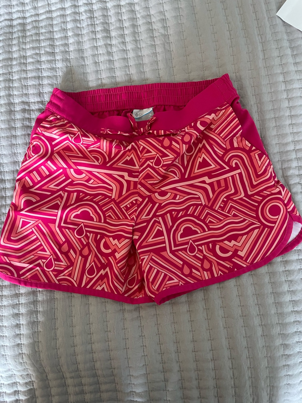 Columbia Sportswear Girls Pink Geometric Print Running Shorts — Size M (10/12)